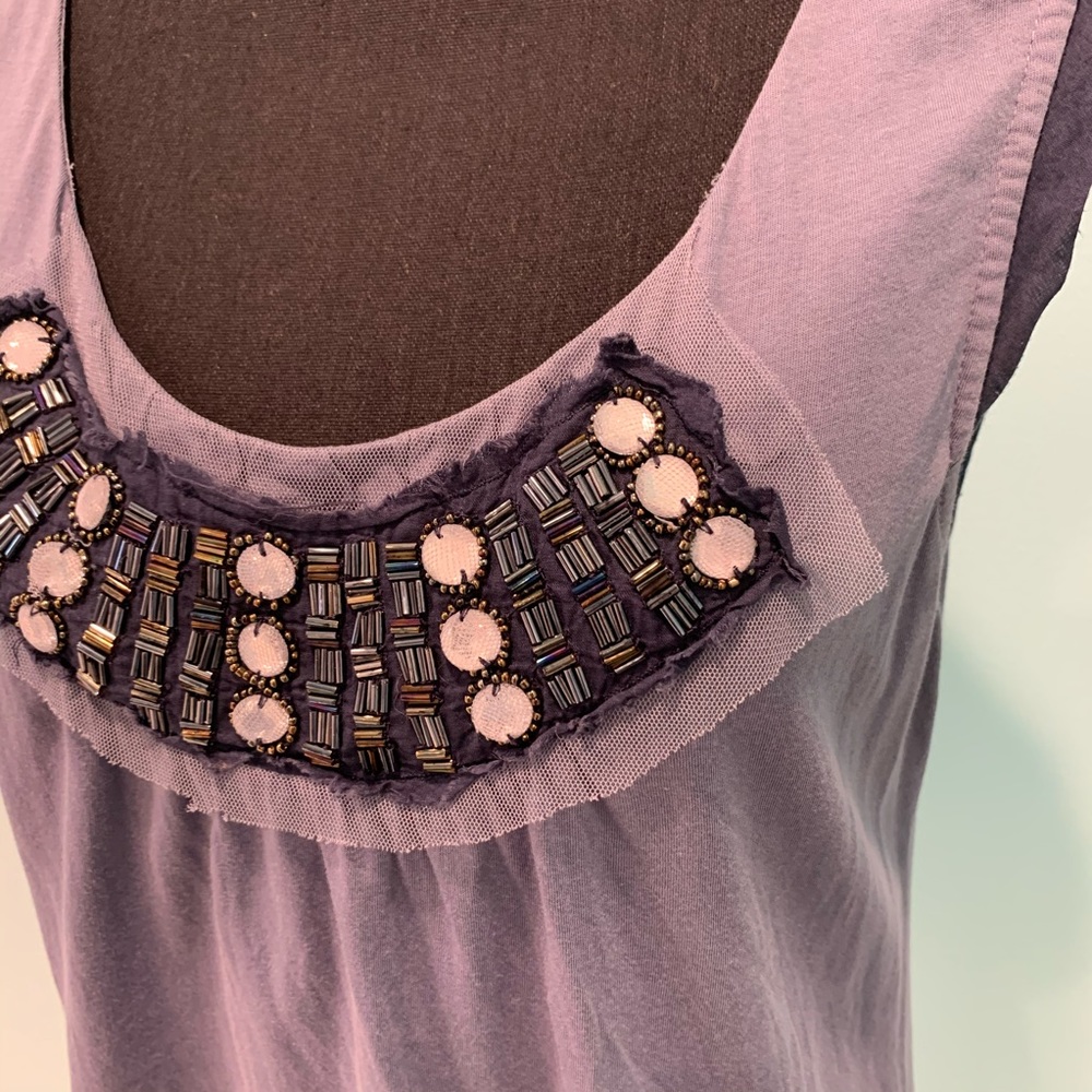 🐳 4 for $12 Anthropologie Deletta embellished tank M - Picture 2 of 3